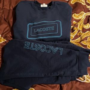Blue Lacoste sweatsuit . Large top and XL bottom